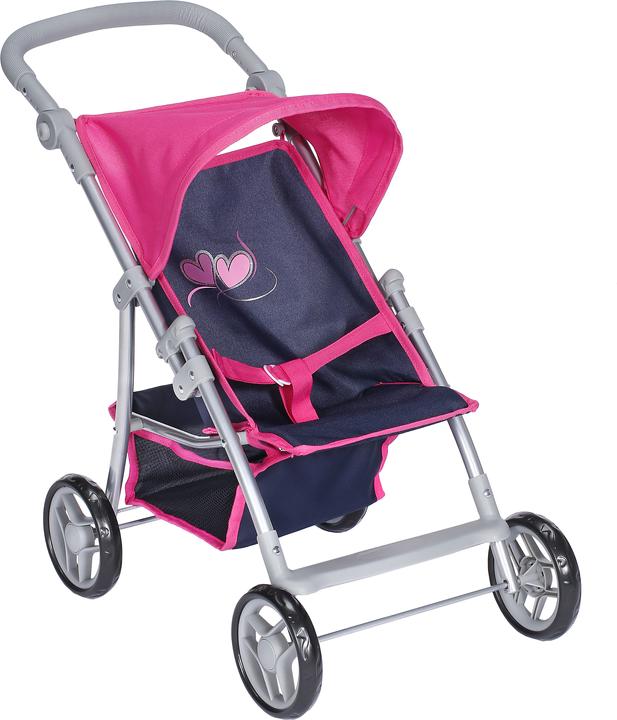 Knorrtoys Puppenbuggy Liba - flying hearts blue pink