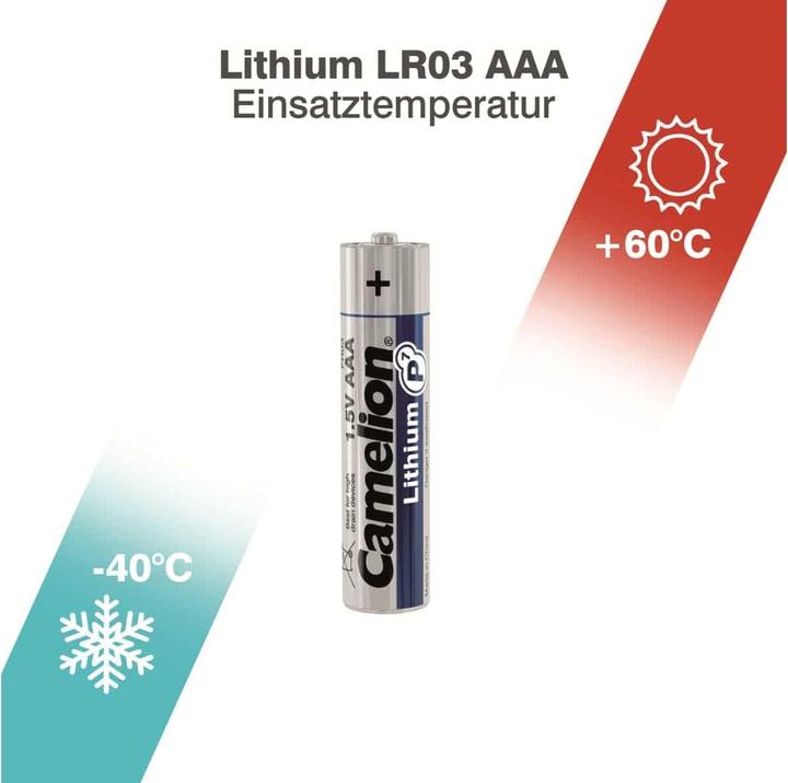 Productafbeelding Camelion 19000203 - Batterijen Lithium P7 AAA / FR03, 2 stuks, capaciteit 1100 mAh, hoogwaardige Ei (2 Pcs., AAA, 1100 mAh)