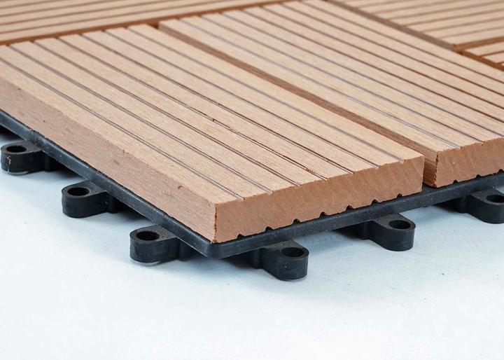 Immagine prodotto Swisshandel24 Piastrella WPC per pavimento Rodano, aspetto legno balcone/terrazzo, 11x ogni 30x30cm = 1mq (11 x, 30 x 30 cm)