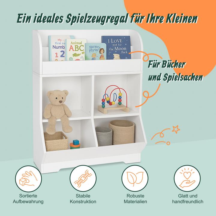 Actual product image Relaxdays - Kinderregal mit Buchablagen, Weiss, 89,5 x 67 x 30 cm (67 x 30 x 89.50 cm)