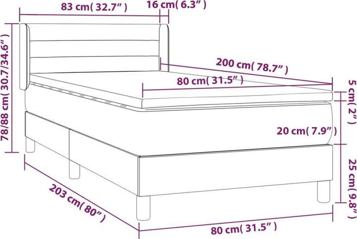 Image du produit vidaXL Boxspringbett (80 x 200 cm)