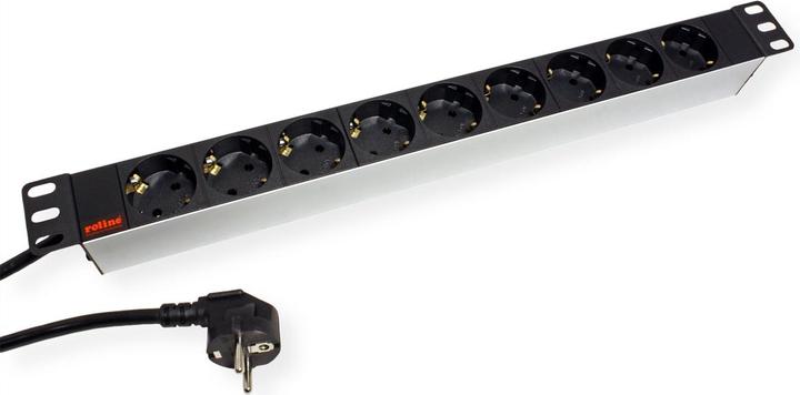 Actual product image Roline 48.26cm 19 inch power strip 9 outlet aluminum 2.0 m (9x, CEE 7/3, 2 m)