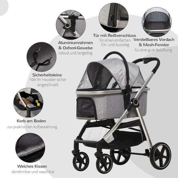 Actual product image PawHut Dog buggy with removable basket (Dog, Foldable)