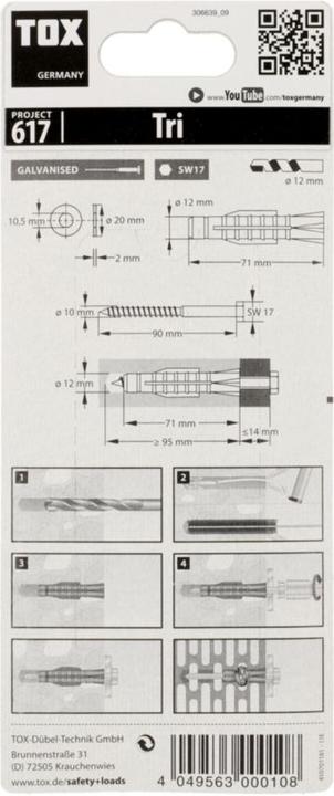 Produktbild Tox Allzweckdübel Tri 12x71 mm, Blister 2 Stück (2 Stk.)