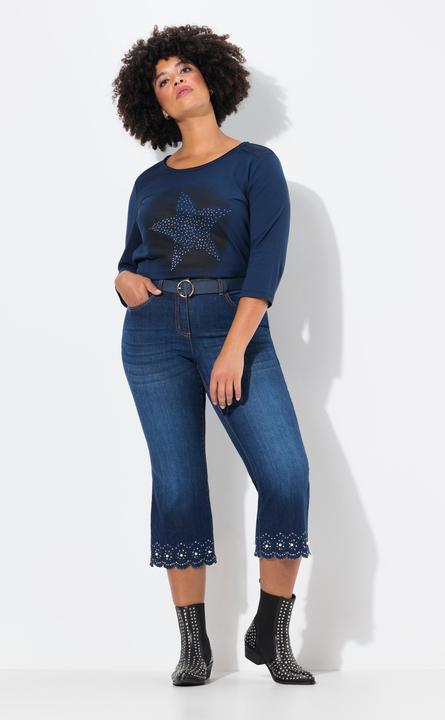 Produktbild Angel of Style 7/8-Jeans, Flared Fit, Lochstickerei, Zierperlen am Schlagsaum, 5-Pocket (52)