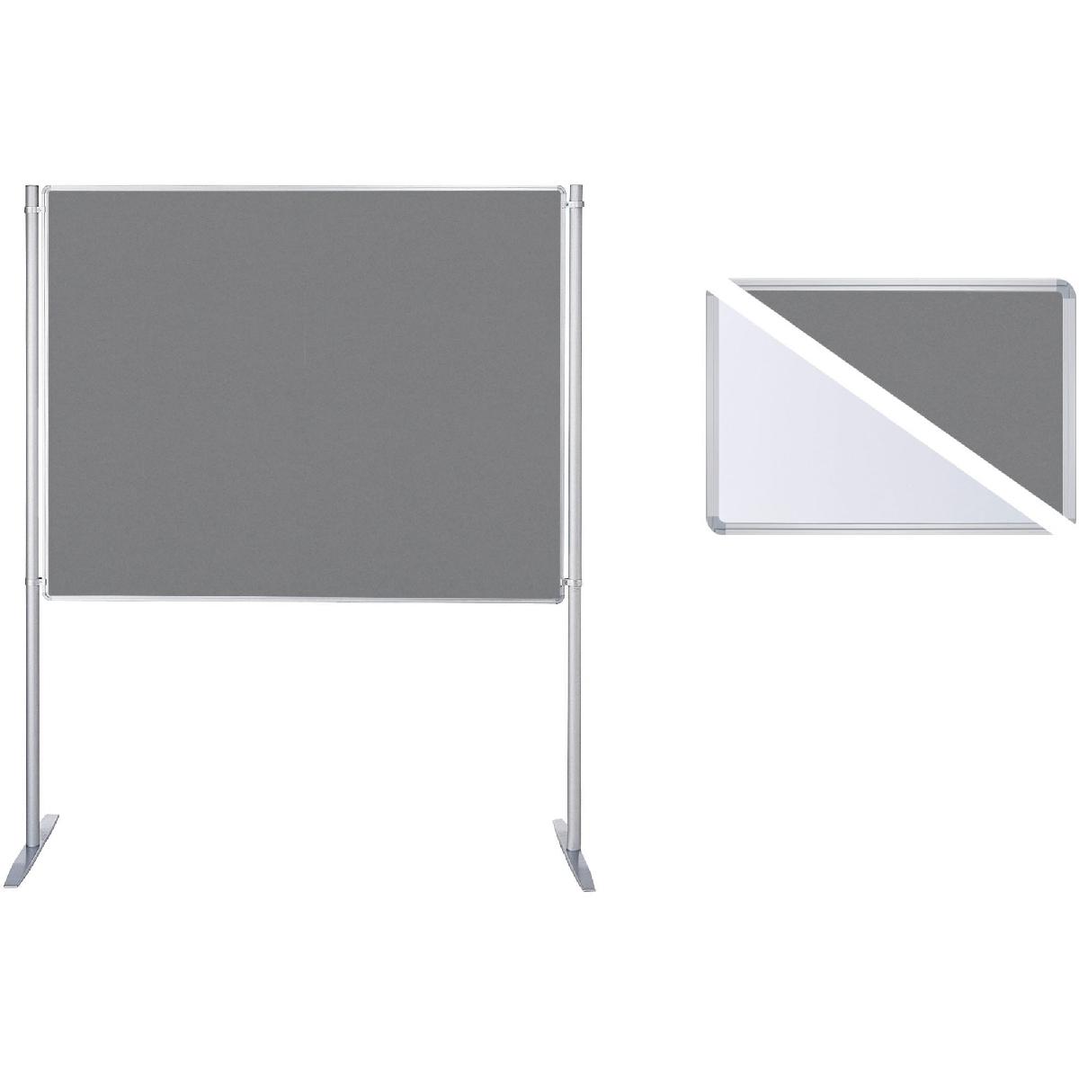 Ultradex, Trennwand, Stellwand-Set Grundelement Stabfuss beidseitig Fair/Filz B1800xH1200mm weiss/grau