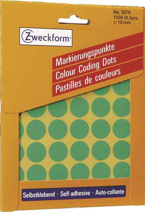 Produktbild Avery Zweckform Markierungspunkte, Durchmesser 18 mm, grün Inhalt: 1056 Etiketten