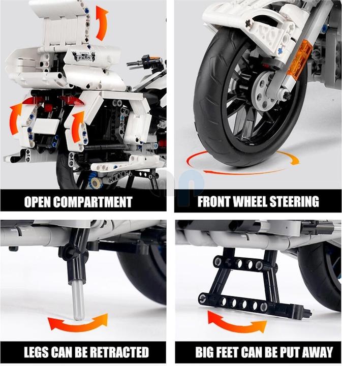 Actual product image Mould King 23001 - Gold Wing Motorcycle (1328 pieces)