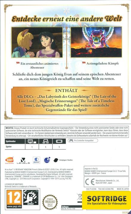 Actual product image Bandai Namco Ni no Kuni 2: Fate of a Kingdom Prince's Edition (Switch, DE)