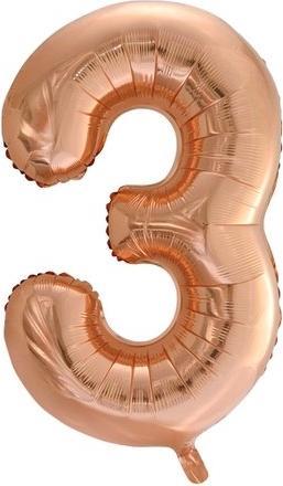 Unique Folienballon Zahl "3" Rose (1x)