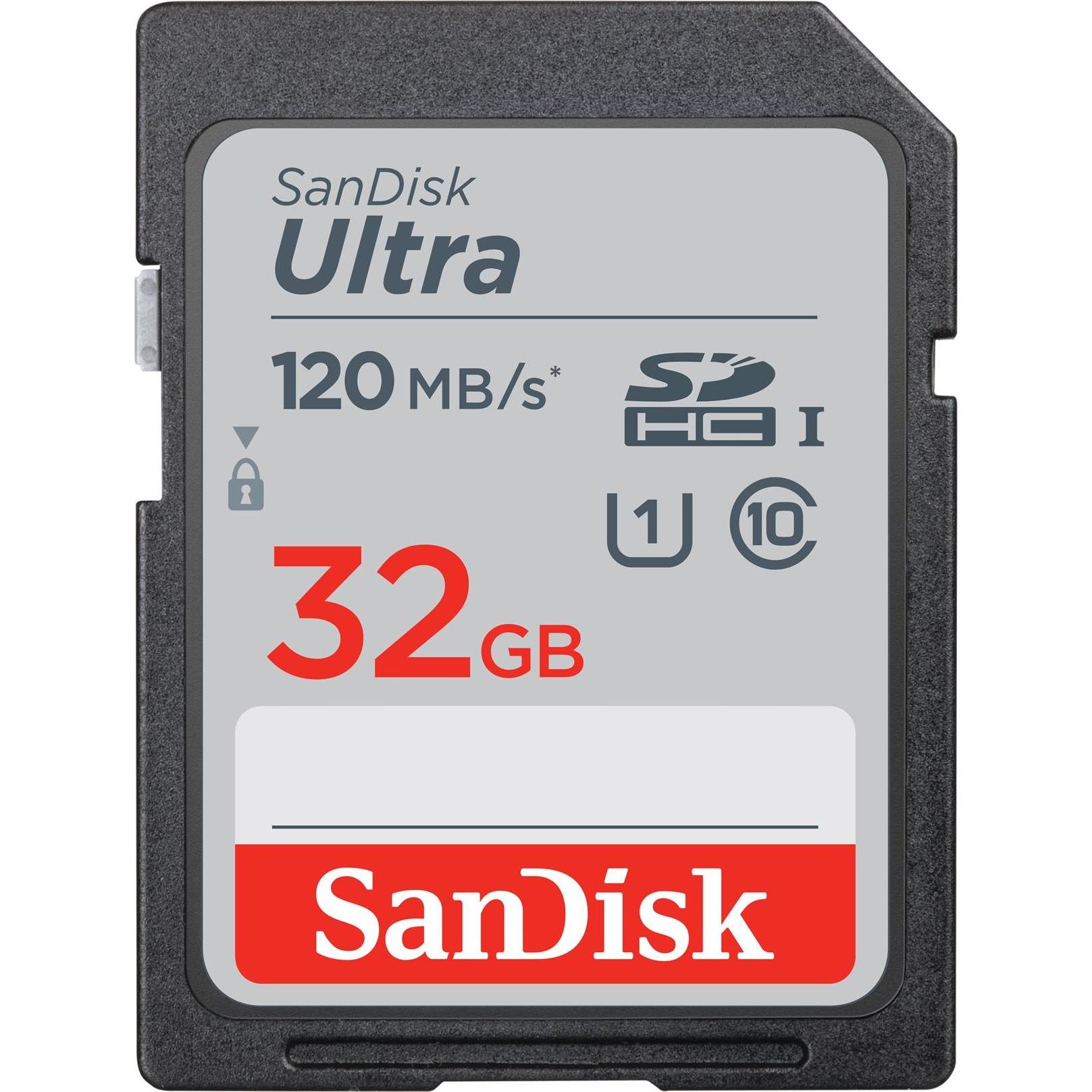 SanDisk Ultra (32 GB, SDHC, U1, UHS-I), Speicherkarte, Schwarz