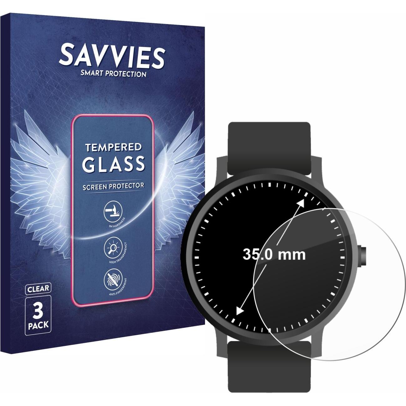 Savvies Panzerglas Hartglas Displayschutz, Smartwatch Schutzfolie, Transparent