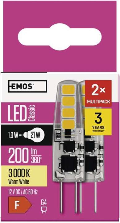 Actual product image Emos Classic (G4, 1.90 W, 200 lm, 2 x, F)