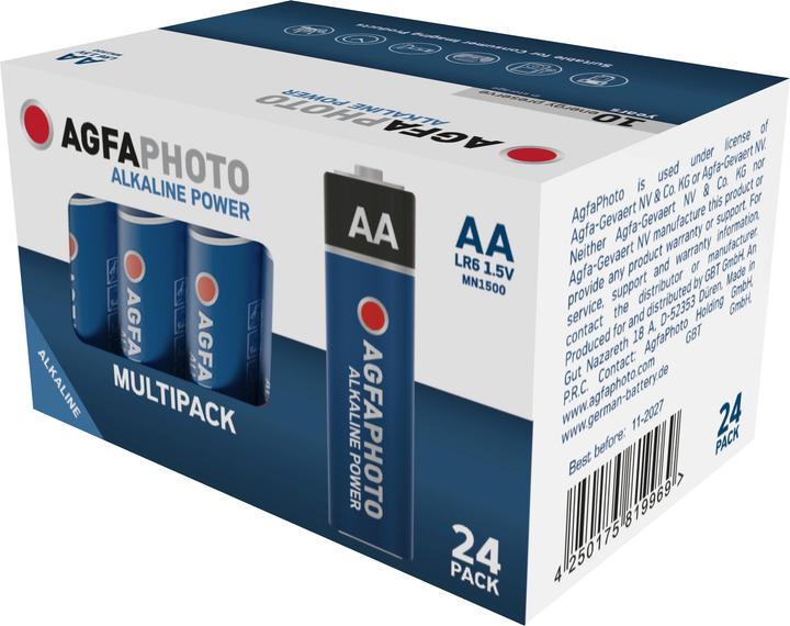 Image du produit AGFAPHOTO Power LR6 Pile Mignon (AA) Alcaline-Manganèse 1.5 V 24 pcs. (24 pcs, AA / LR6 / LR06 / Mignon / R6 / R14505)