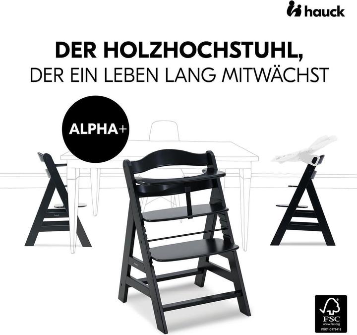 Produktbild Hauck Hochstühle Hochstuhl Alpha Plus Black - im Sparset inkl. (Treppenhochstuhl)