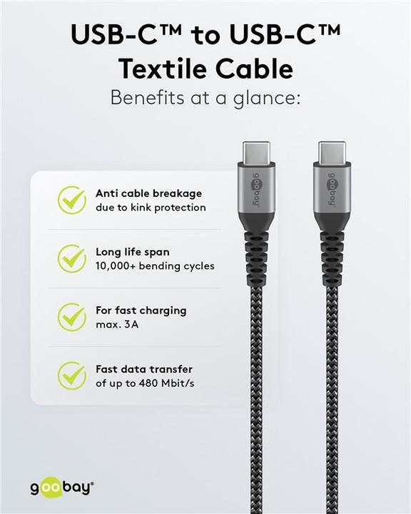 Produktbild Goobay USB C – USB C (1 m, USB 2.0, 60 W)