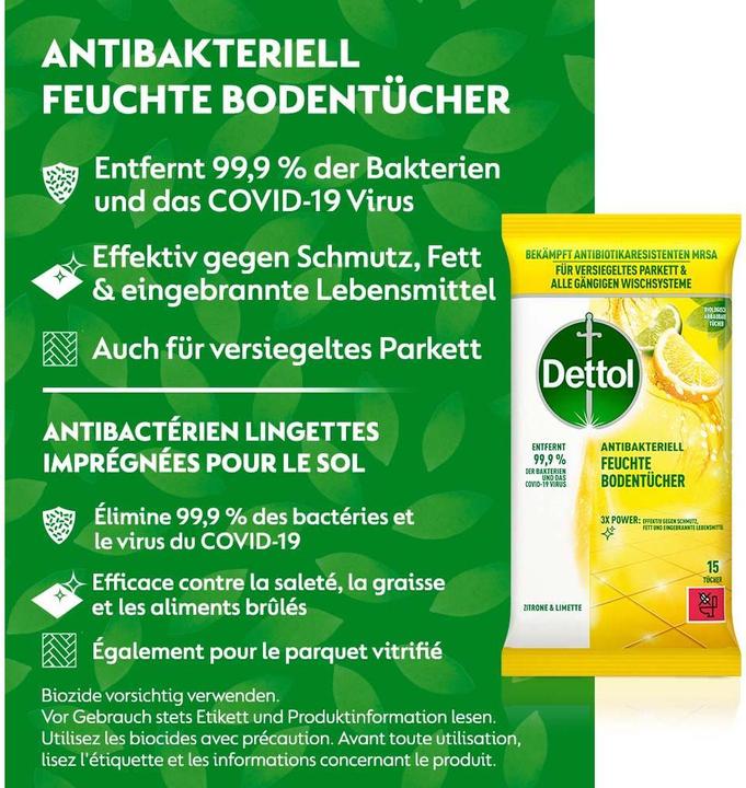 Image du produit Dettol Lingettes nettoyantes de sol humides citron et lime