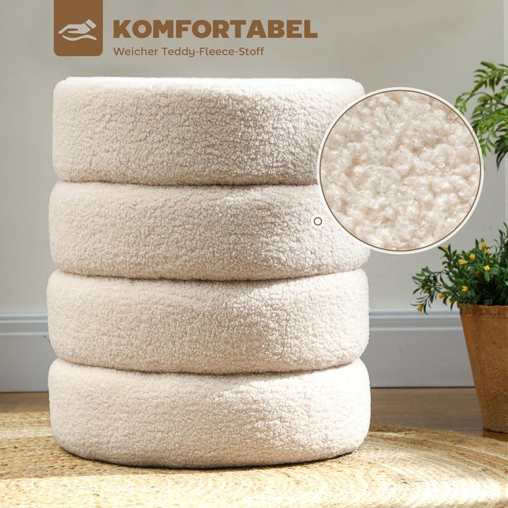 Produktbild Homcom Fusshocker Polyester, Schaumstoff Beige