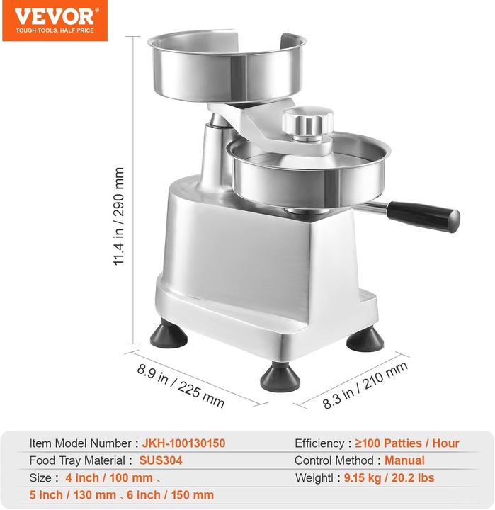 Actual product image Vevor Fabbricatore di Polpette di Hamburger