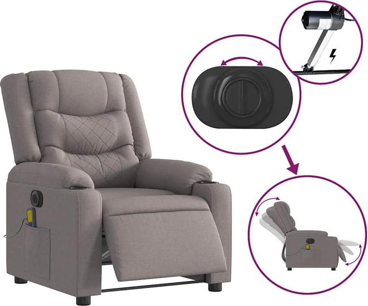 Immagine prodotto vidaXL Poltrona massaggiante elettrica in tessuto color tortora