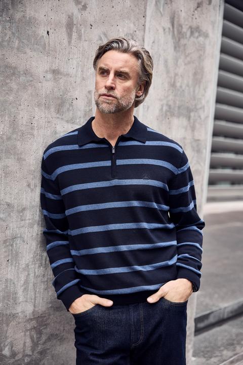 Produktbild Boston Park Strickpullover mit Polokragen, Ringel, Zipper, bis 84/86 (56, 58)