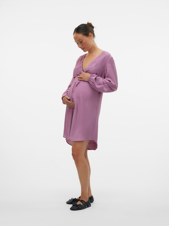 Image du produit Mamalicious Coupe normale Col en V Poignets élastiques Robe courte (XS)