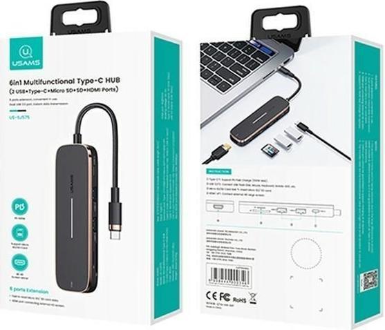 Actual product image Usams SJ575HUB01 (USB-C, 6 ports)