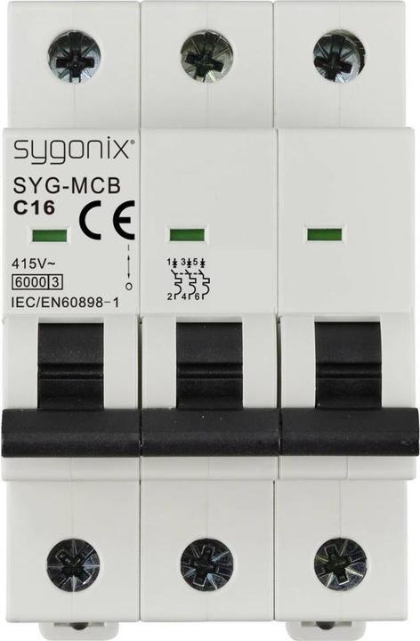 Image du produit Sygonix SY-6441084 SYG-MCB 3P/C16/6KA Disjoncteur tripolaire 16 A 415