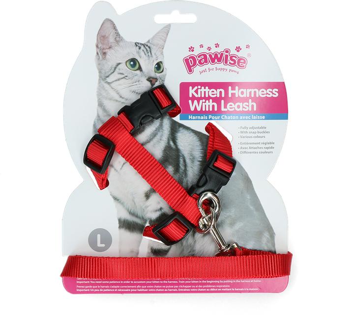 Produktbild Pawise Kitten Harness Leash-Red/Blue (L, Katze)