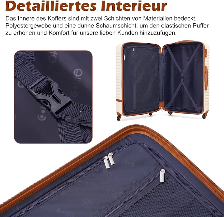 Actual product image Coolife 3-piece luggage set (93 l, Hand luggage (up to 50 litres), L (90 - 115l))