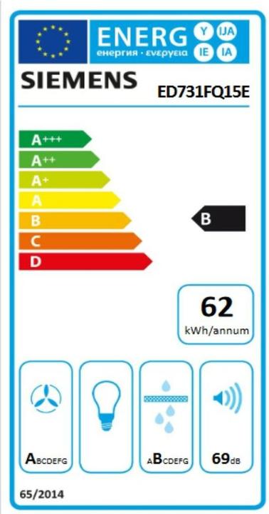 Label énergétique Siemens iQ500 ED731FQ15E Table de cuisson intégrée Table de cuisson à induction 4 zone(s)