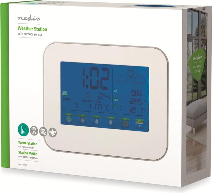 Actual product image Nedis Weather Station - Wireless Sensor - Alarm Clock - Weather Forecast Indoor and Outdoor - Slim and
