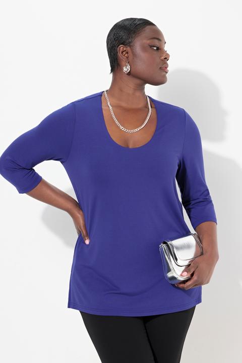 Produktbild Ulla Popken Shirt, tiefer Rundhalsausschnitt, 3/4 Arm (56)