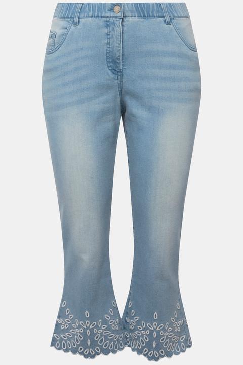 Actual product image Ulla Popken Cropped Flared Eyelet Jeans (62)