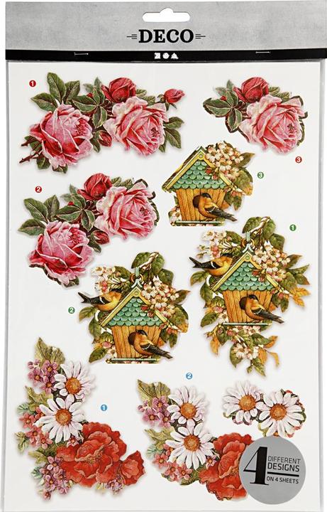 Actual product image Creativ Company 3D sheets flowers and birds, 4 sheets (4 x)