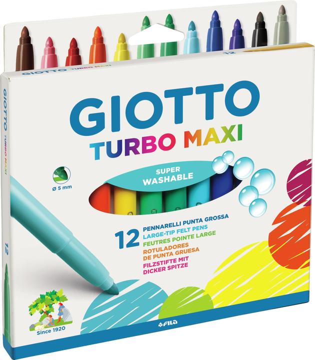 Giotto Penna in fibra 'Turbo Maxi (Colori assortiti, Colore misto, 12 x)