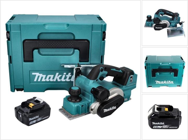 Produktbild Makita DKP 181 T1J Akku Hobel Falzhobel 82 mm 18 V Brushless + 1x Akku 5,0 Ah + Makpac - ohne Ladege