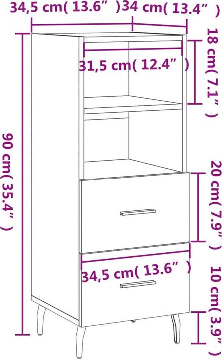 Produktbild vidaXL Sideboard (34 x 34.50 x 90 cm)