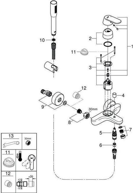 Actual product image Grohe Eurosmart Cosmopolitan single-lever bath mixer