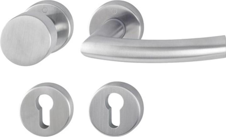 Actual product image Hoppe Trondheim rosette set E58/42KV/42KVS/1430Z stainless steel F69 round cylinder DIN left / right flat (Door set)
