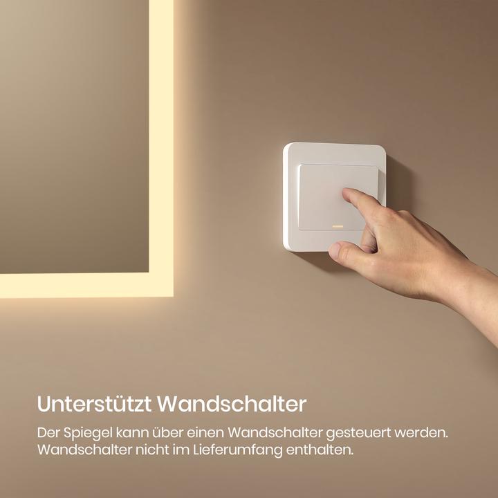 Produktbild Emke Badspiegel mit Beleuchtung 70*50cm, Warmweiss3000K, Dimmbar, Wand Schalter (70 x 50 cm)