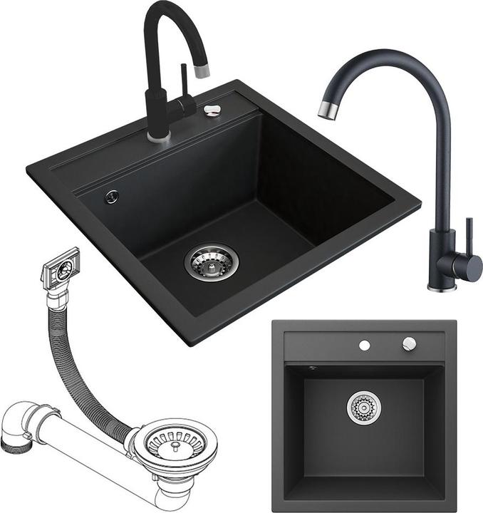 Produktbild Bergström mit Armatur  mit Armatur , Schwarz, 49 x 50 cm mit Armatur Schwarz (50 cm, 49 cm)