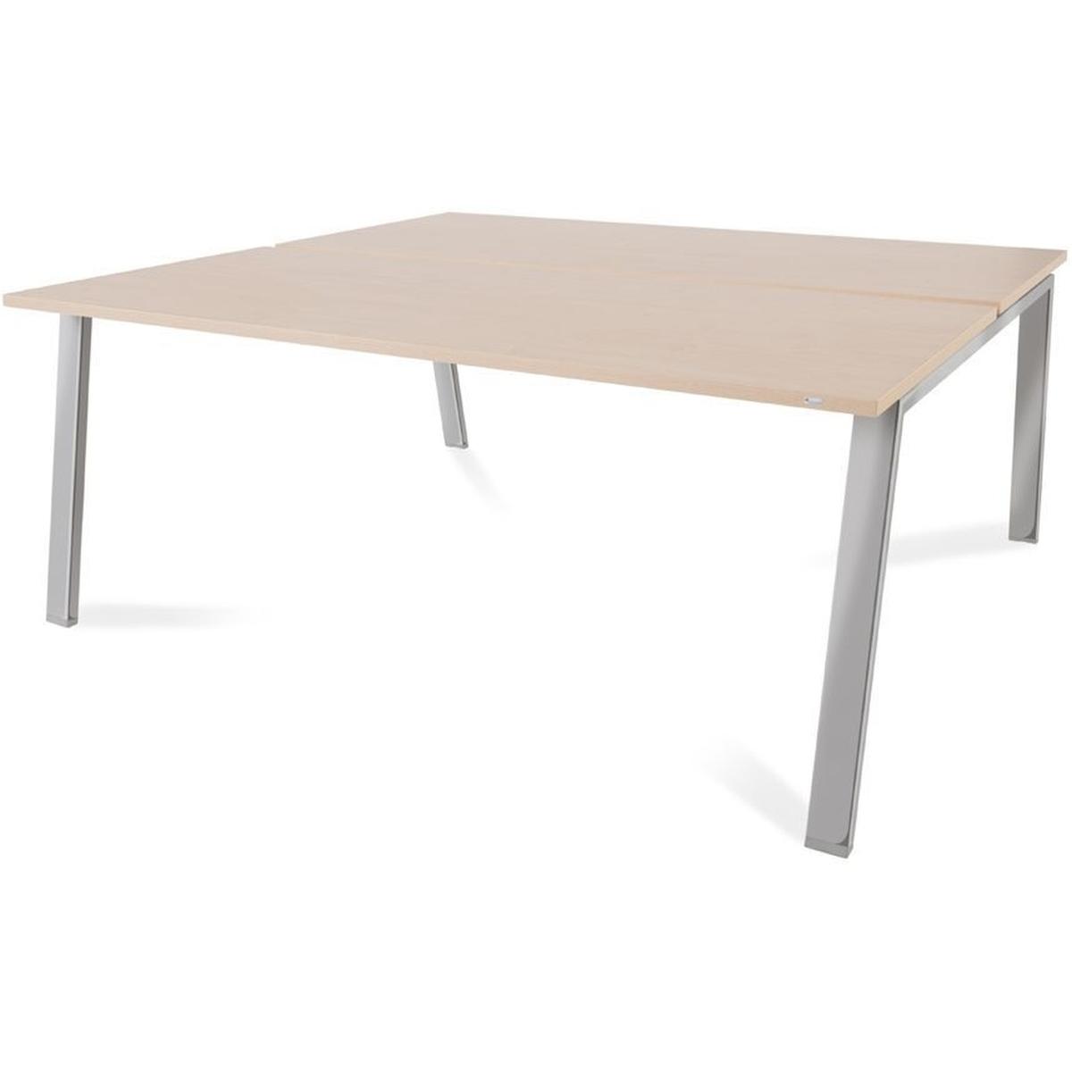 Rocada, Schreibtisch, Mehrfacharbeitstisch Blanca BxTxH 180x163x73cm Gestell verchromt Platte Melamin buche