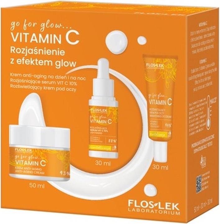 Actual product image Floslek Floslekset Go For Glow Vitamin C Anti-Aging Cream Day And Night 50ml, Brightening Serum Vit C 10 30m