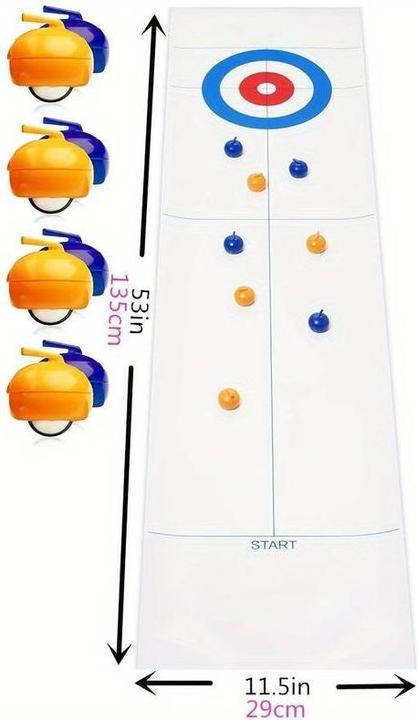 Produktbild PhoneLook Tisch-Curling-Spiel Set mit 8 Steinen (Curling Kugel) und Matte für grosse Unterhaltung