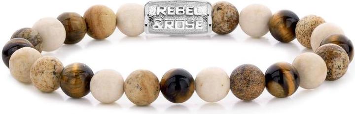 Produktbild Rebel & Rose Armband Autumn Love RR-80063-S-L+ Unisex (19.50 cm, Tigerauge, Edelstahl, Fossil)