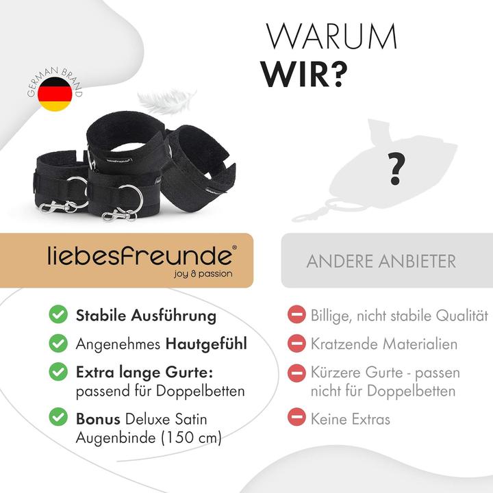 Immagine prodotto Liebesfreunde Bondage Bettfesseln-Set mit Augenbinde