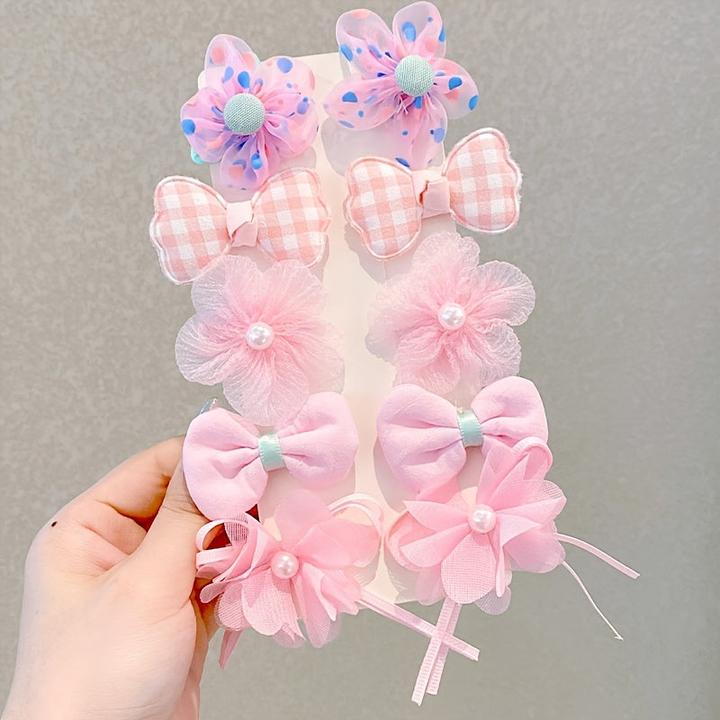 Actual product image Activity Board 10 pieces of adorable flower hair clips, hair jewellery for girls, 10 pieces of girls' hair ties