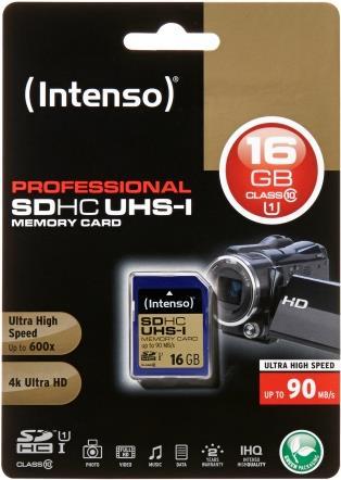 Productafbeelding Intenso SDHC-kaart (16 GB, SDHC, U3, UHS-I)
