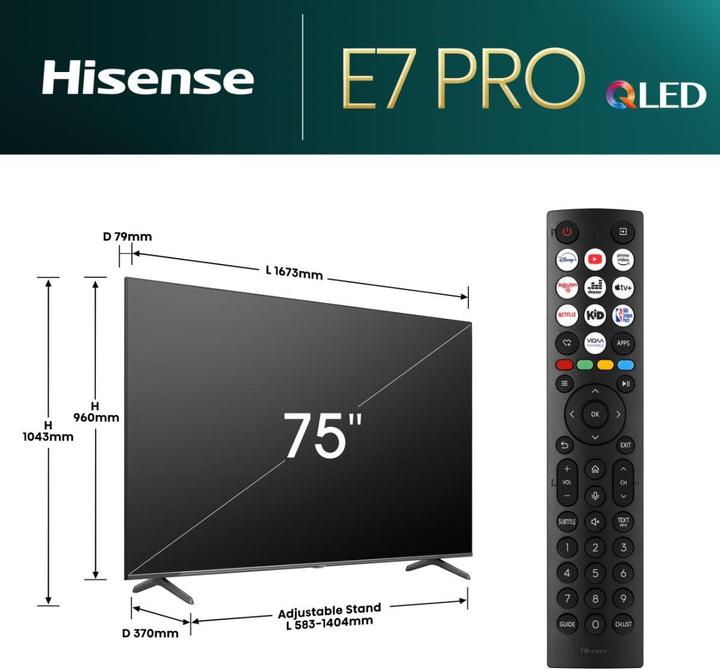 Image du produit Hisense TV 75E77NQ Pro (75", QLED, 4K, 2024)